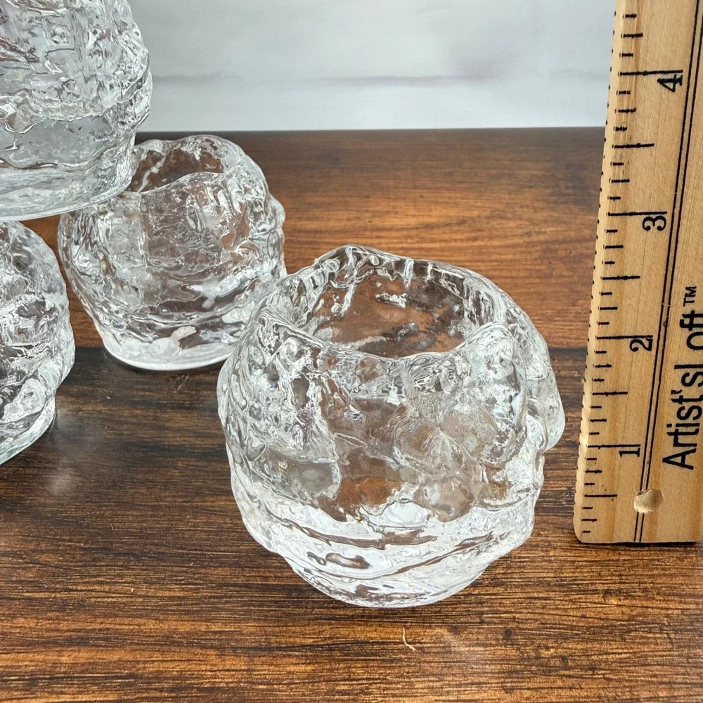 Kosta Boda Snowball Crystal Candle Holders Set of 7 Ann Wolff Sweden